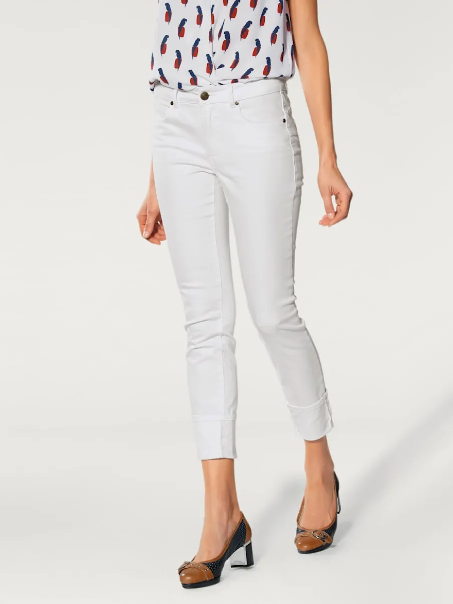 Jean slim fit 7/8 effet ventre plat usé