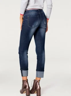Jean slim fit 7/8 effet ventre plat usé
