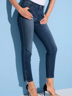Jean stretch coupe féminine 5 poches avec glissière fantaisie