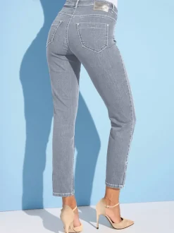 Jean stretch coupe féminine 5 poches avec glissière fantaisie