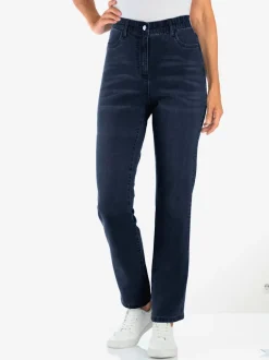 Jean taille haute avec ceinture élastique intégrée et poches