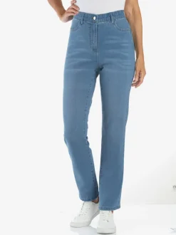 Jean taille haute avec ceinture élastique intégrée et poches