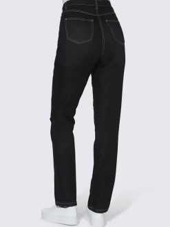 Jean taille haute avec ceinture élastique intégrée et poches