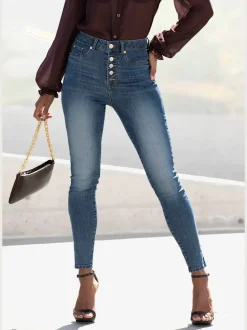 Jean taille haute jegging taille haute avec boutons