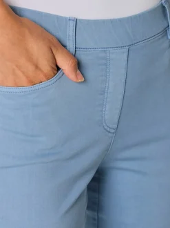 Jean 7/8 évasé avec ceinture invisible et poches confortables