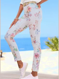 Jegging 7/8 coupe étroite avec imprimé floral et fausses poches