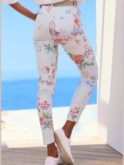 Jegging 7/8 coupe étroite avec imprimé floral et fausses poches