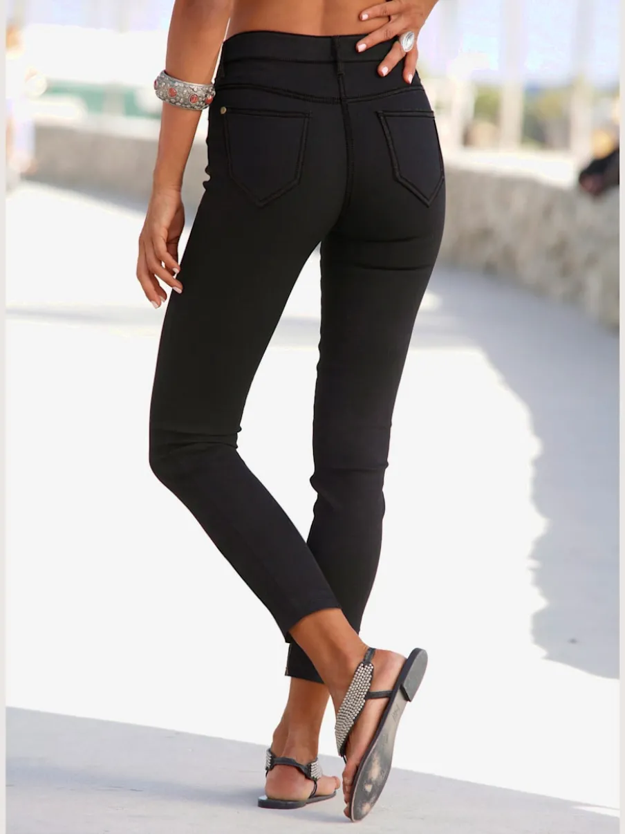 Jegging 7/8 coupe étroite avec poches décoratives et denim élastique
