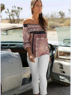 Jegging 7/8 coupe étroite avec poches décoratives et denim élastique