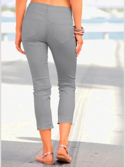 Jegging 7/8 coupe étroite avec poches décoratives et denim élastique