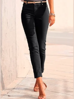 Jegging 7/8 coupe étroite avec poches décoratives et denim élastique