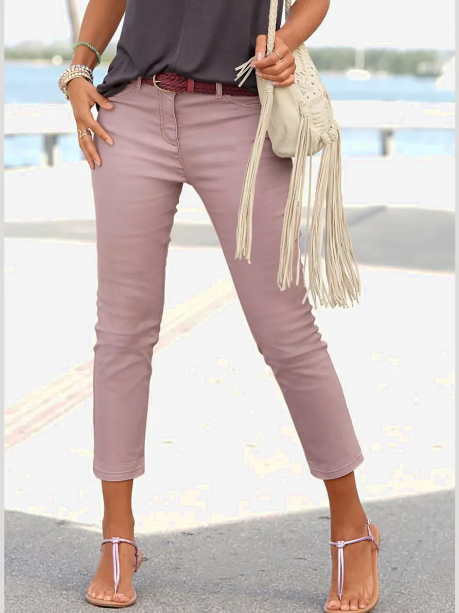 Jegging 7/8 coupe étroite avec poches décoratives et denim élastique