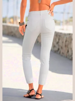 Jegging 7/8 coupe étroite avec poches décoratives et denim élastique