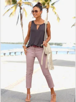 Jegging 7/8 coupe étroite avec poches décoratives et denim élastique