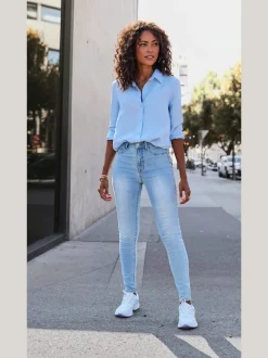 Jegging skinny taille haute en jean extensible avec 5 poches