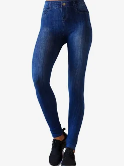 Jeggings sans coutures avec aspect jean imprimé confortable
