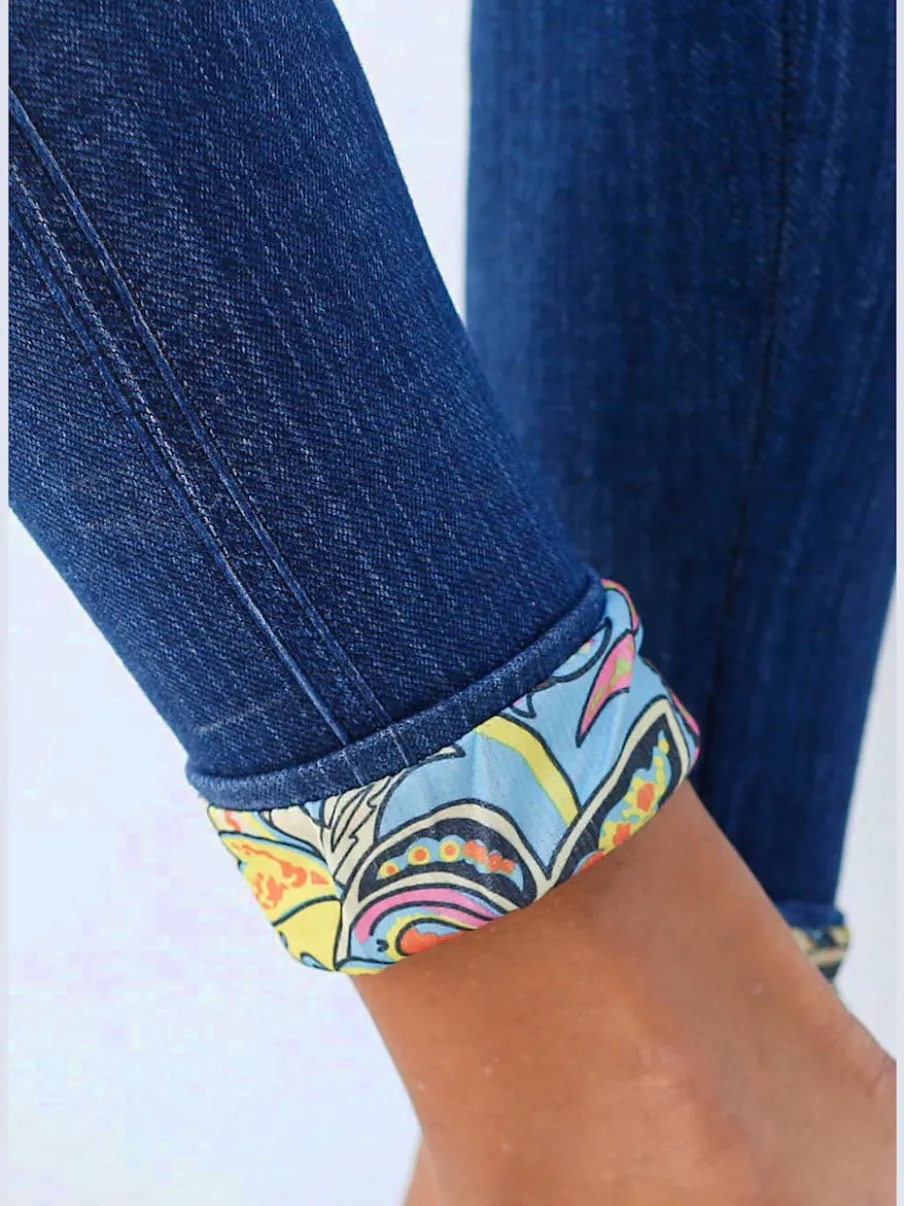 Jeggings sans coutures avec aspect jean imprimé confortable