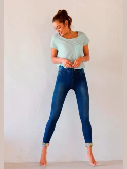 Jeggings sans coutures avec aspect jean imprimé confortable