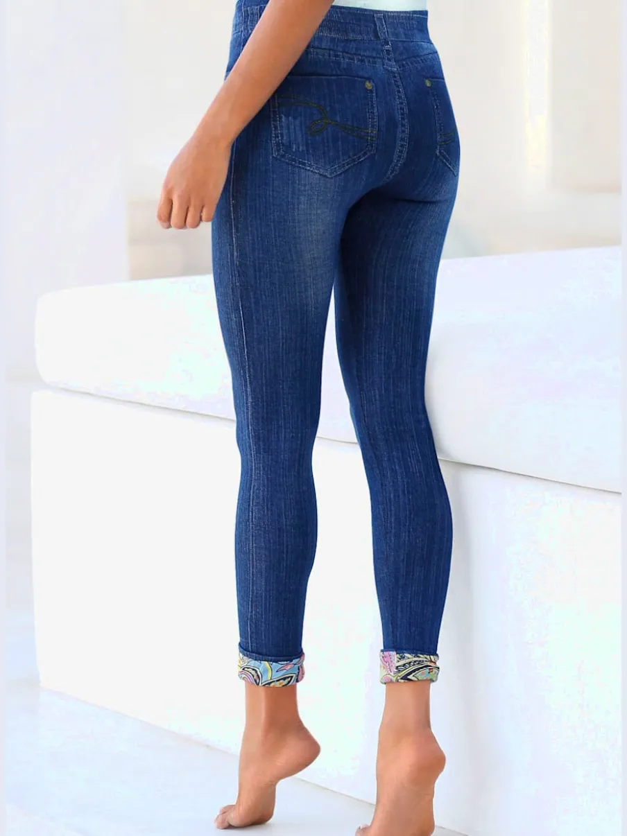 Jeggings sans coutures avec aspect jean imprimé confortable