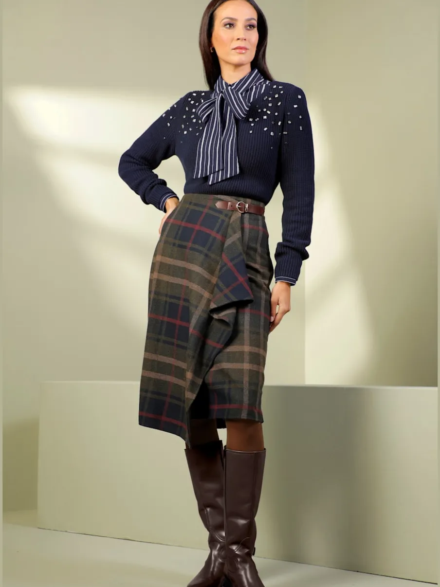 Jupe à carreaux superbe aspect cache-cœur