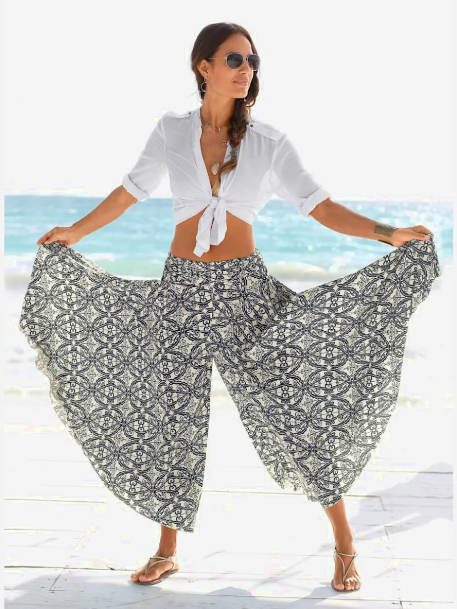 Jupe-culotte avec imprimé géométrique et jambes extra-larges