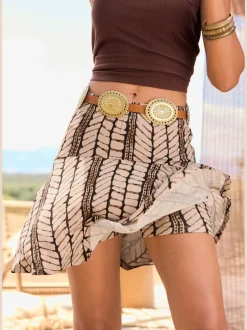 Jupe-culotte à ceinture élastique avec short intégré et coupe évasée