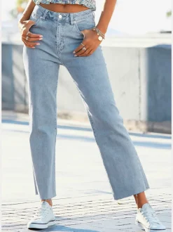 Jupe-culotte en jean à jambes évasées cinq poches