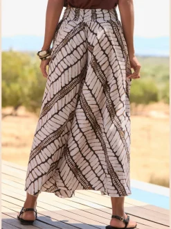 Jupe-culotte à jambes extra-larges avec imprimé graphique et matière fluide
