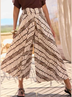 Jupe-culotte à jambes extra-larges avec imprimé graphique et matière fluide