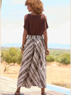 Jupe-culotte à jambes extra-larges avec imprimé graphique et matière fluide