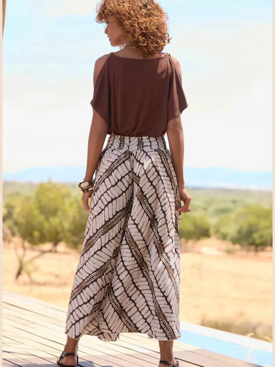 Jupe-culotte à jambes extra-larges avec imprimé graphique et matière fluide
