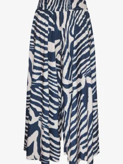 Jupe-culotte à jambes extra-larges avec imprimé zèbre et bord-côte froncé