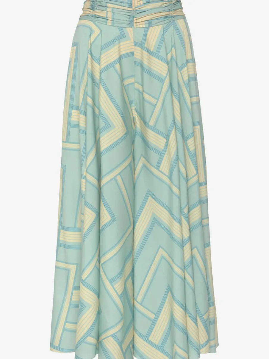 Jupe-culotte à jambes extra-larges en matière fluide et imprimée