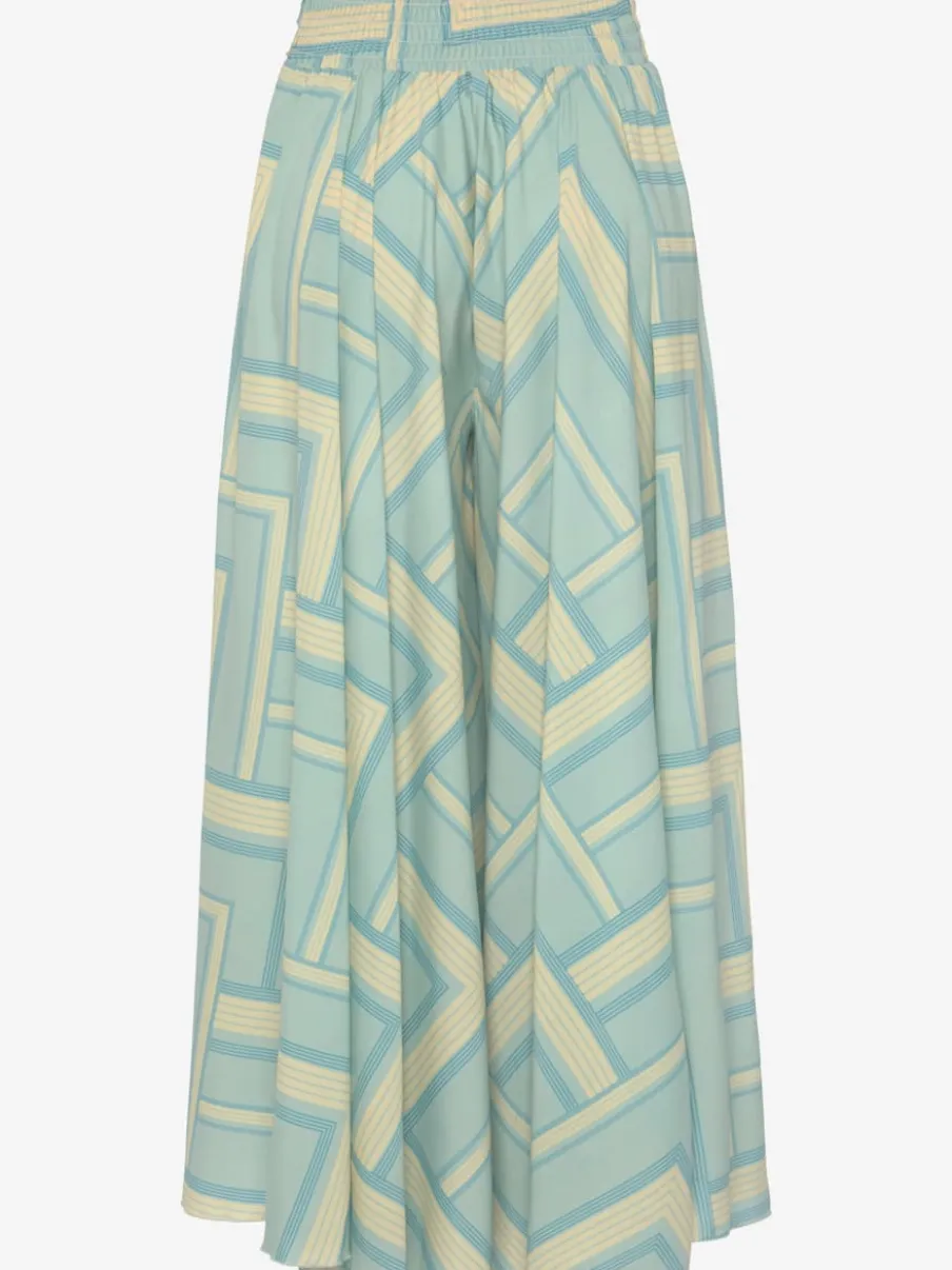 Jupe-culotte à jambes extra-larges en matière fluide et imprimée