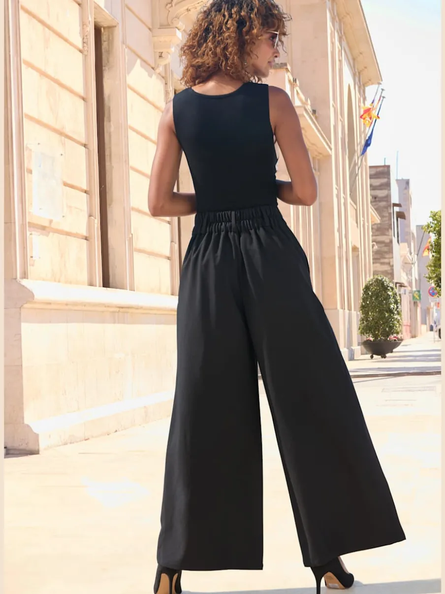 Jupe-culotte pantalon avec élastique et plis creux extra-larges