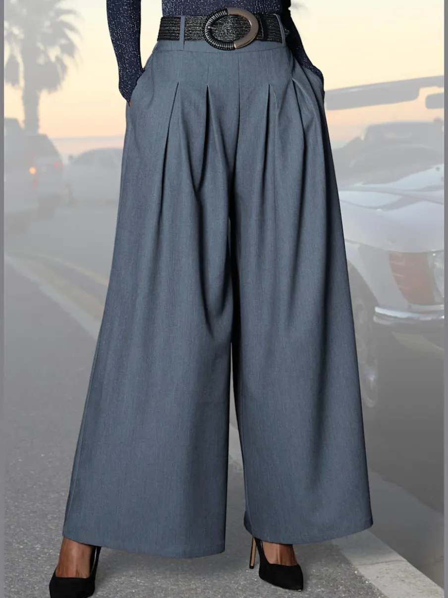 Jupe-culotte pantalon avec élastique et plis creux extra-larges