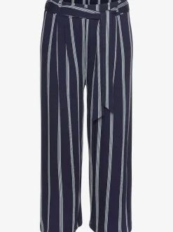 Jupe-culotte rayée avec ceinture à nouer et taille haute