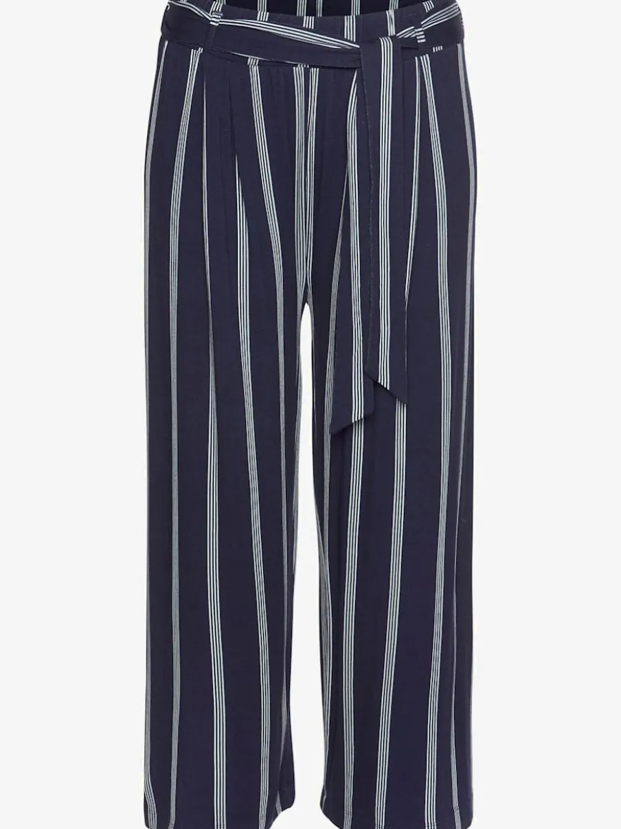 Jupe-culotte rayée avec ceinture à nouer et taille haute