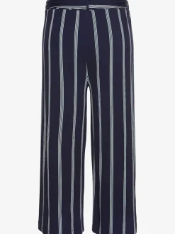 Jupe-culotte rayée avec ceinture à nouer et taille haute