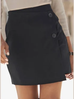 Jupe-culotte style skort avec effet cache-cœur décoratif