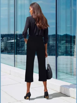 Jupe-culotte 7/8 taille haute à jambes droites et motifs graphiques