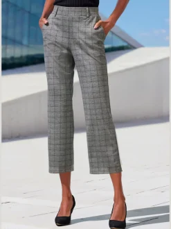 Jupe-culotte 7/8 taille haute à jambes droites et motifs graphiques