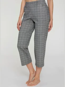 Jupe-culotte 7/8 taille haute à jambes droites et motifs graphiques