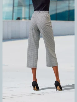 Jupe-culotte 7/8 taille haute à jambes droites et motifs graphiques