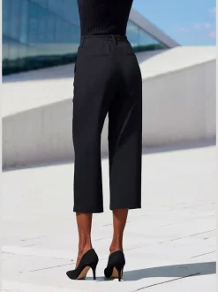 Jupe-culotte 7/8 taille haute à jambes droites et motifs graphiques