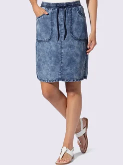 Jupe à effet délavé avec ceinture élastique et poches