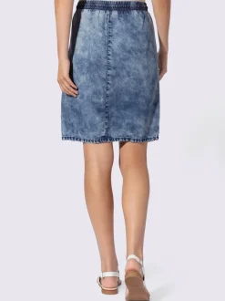 Jupe à effet délavé avec ceinture élastique et poches