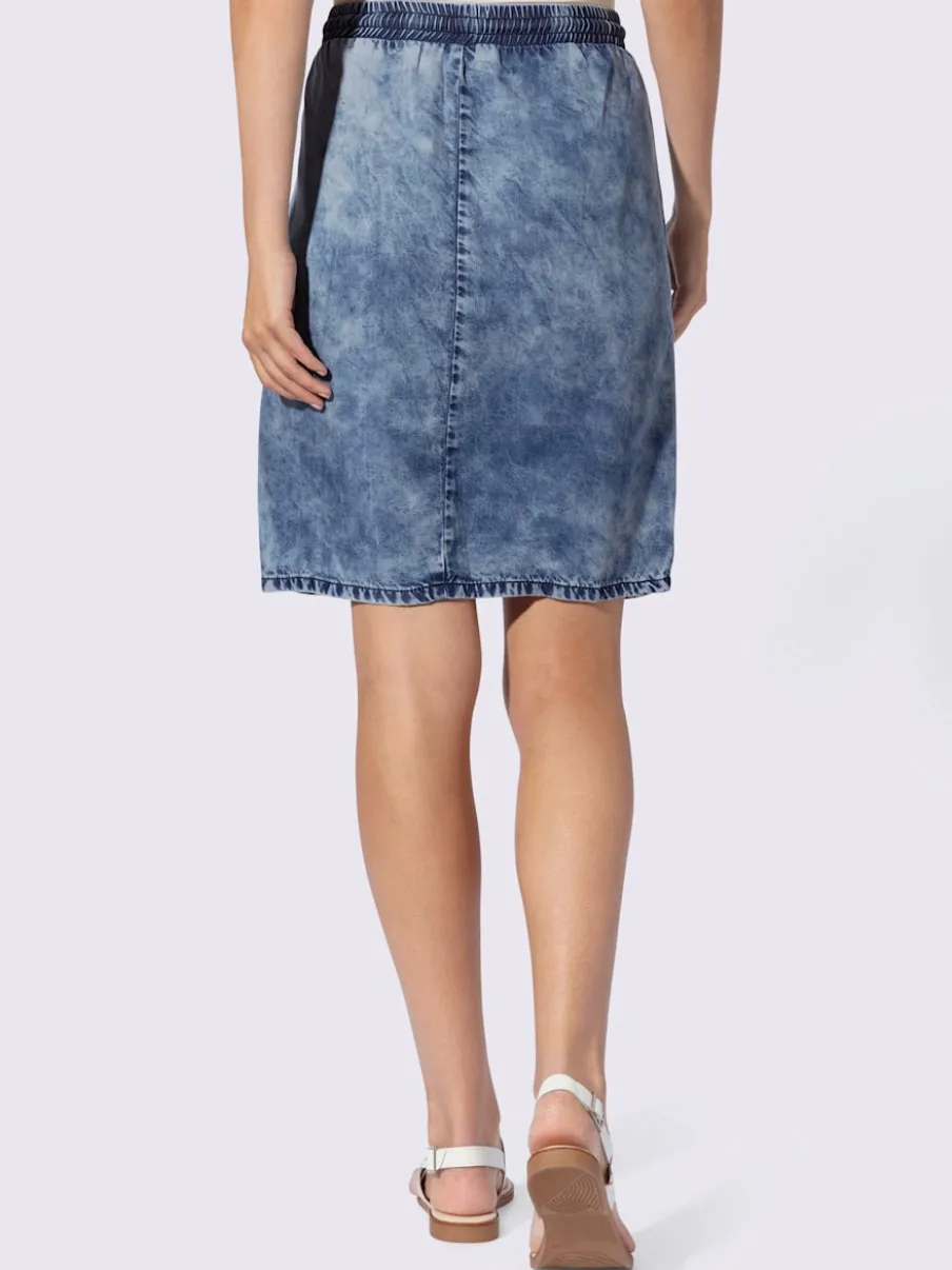 Jupe à effet délavé avec ceinture élastique et poches