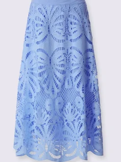Jupe en dentelle avec finition arrondie et doublure en viscose