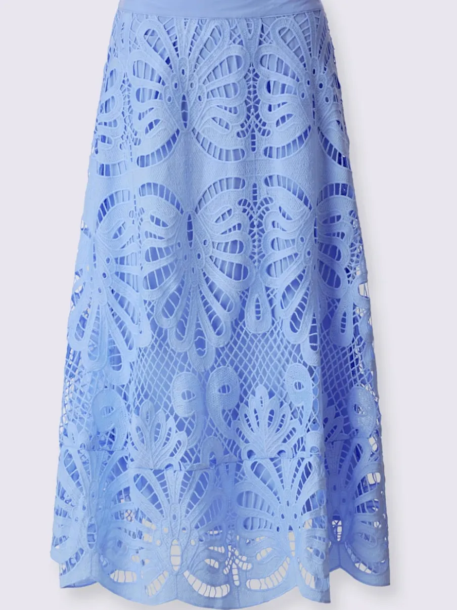 Jupe en dentelle avec finition arrondie et doublure en viscose